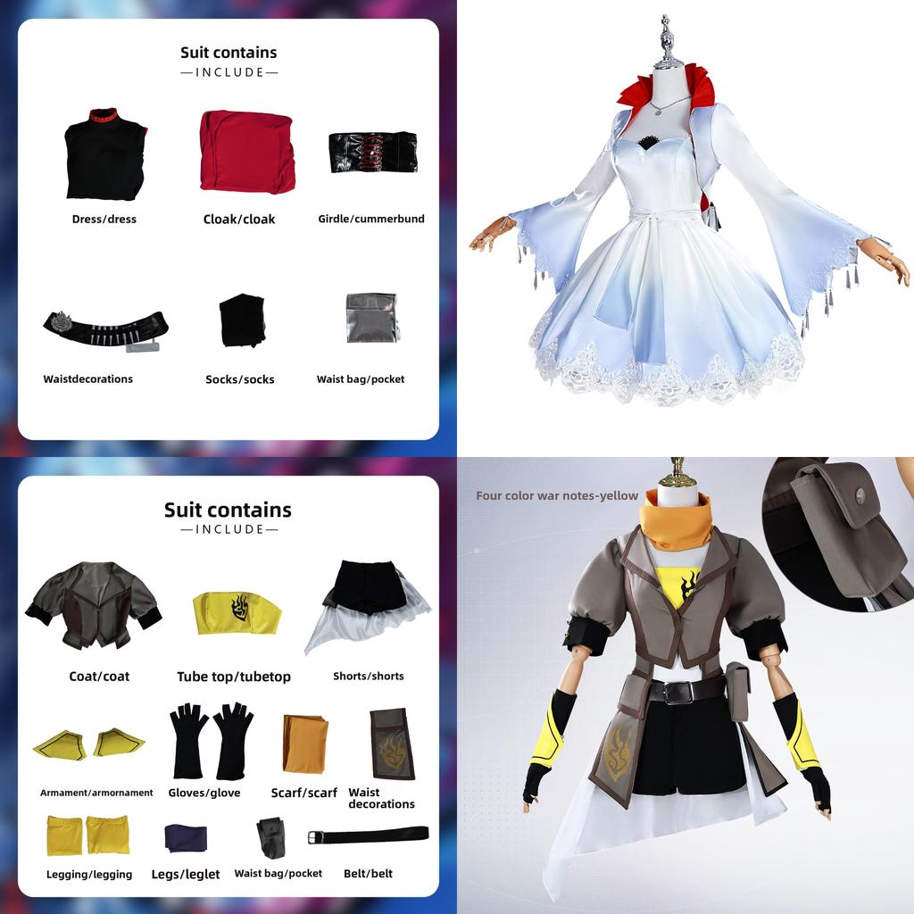 Rwby Ruby Rose Weiss Schnee Cosplay Costume With Polyester Fabric For Anime Role Play