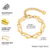 Waterproof Heart Chain Paperclip Link Bracelet For Women, Statement Stainless Steel Adjustable, Non Tarnish Jewelry