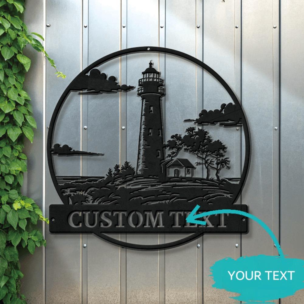 Metal Lighthouse Wall Art Coastal Nautical Decor for Beach House Indoor Outdoor Use