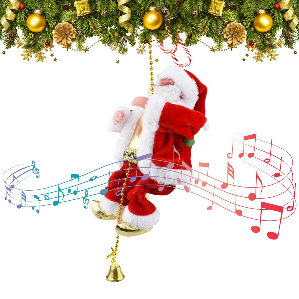 Animated Electric Santa Claus on Rope with Music Battery Operated Rope Climbing Santa Claus Xmas Party Supplies Home Decor