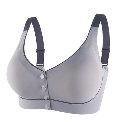Seamless Front Buckle Lingerie Women's Fixed Cup Without Steel Ring Middle-aged and Elderly Large Size Bra