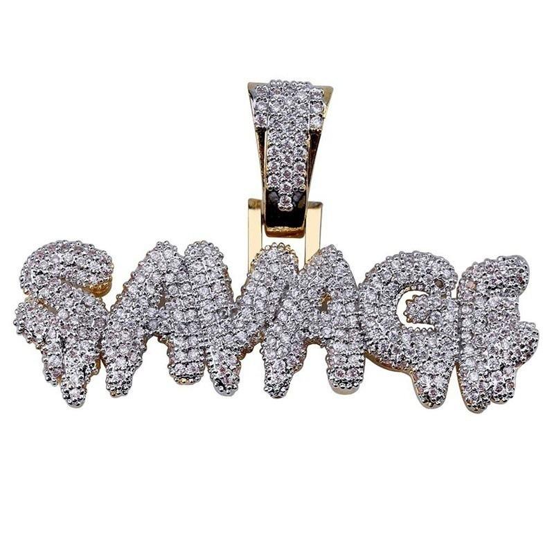 European and American Hip-hop Bubble Letters SAVAGE Necklace Brass Gold Pendant Ornament