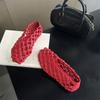 IPPEUM Women Mesh Balet Flats 2025 New Round Toe Red PU Leather Ballerina Shoes