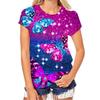 Colorful Butterfly Pattern 3D Digital Printing Women's Comfortable Round Neck Short Sleeved T-shirt