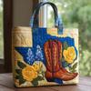 Bird Print Quilted Tote Bag - Fashion Shoulder Handbag Daily Use
