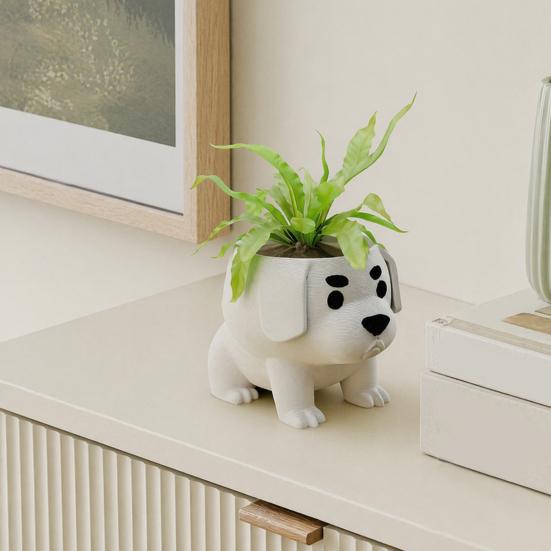 Dog Shaped Planter 2 Pcs Pot, Funny 3D Printed Animal Planter, Healing Desk Decor Cute Puppy Flower Pot for Home Office Indoor Outdoor Micro Landscape