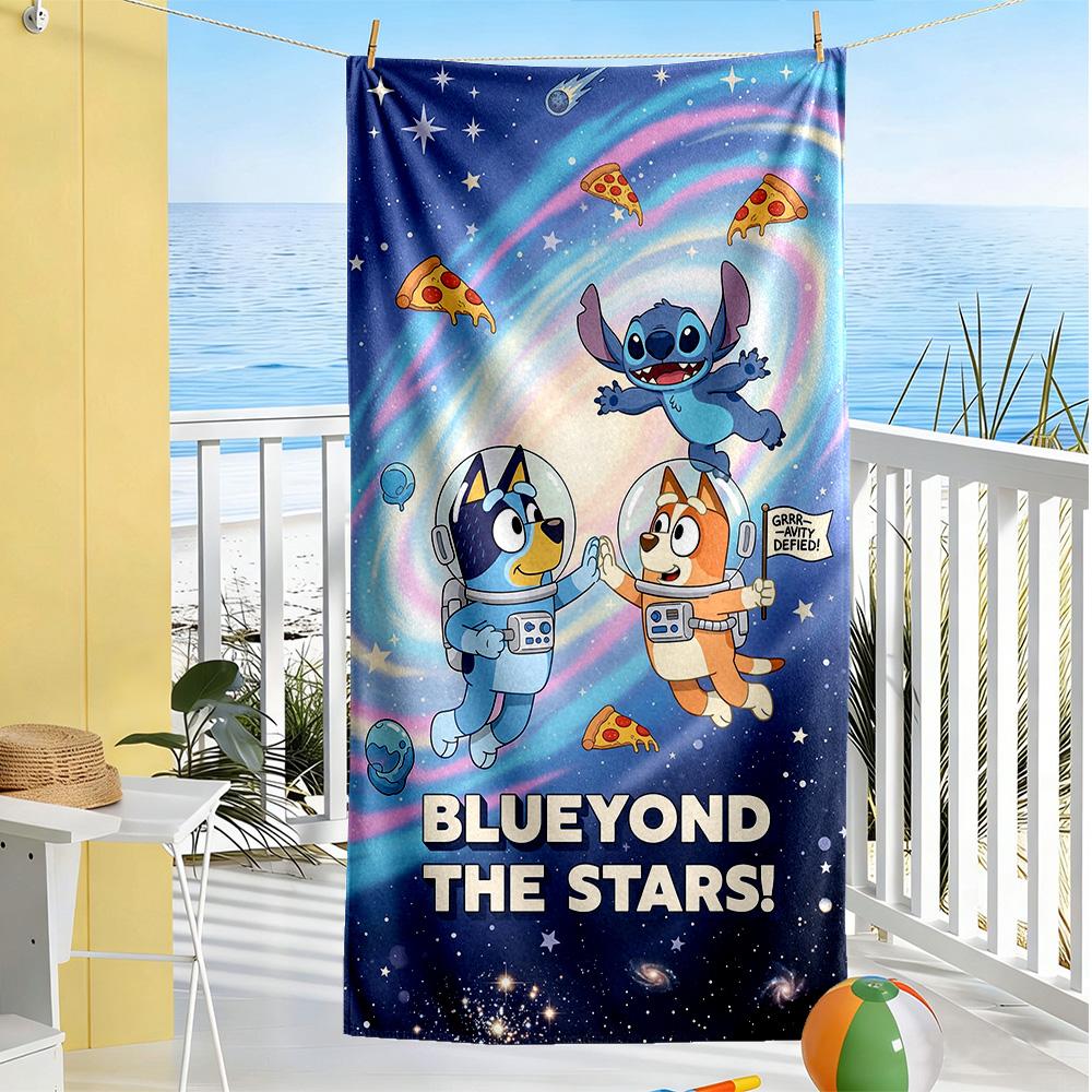 Bluey Beach Towel Super Soft Microfiber Quickdry Fabric Comfortable Lightweight