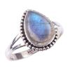 Natural Labradorite Gemstone Handmade 925 Solid Sterling Silver Ring Size 9 W1w88