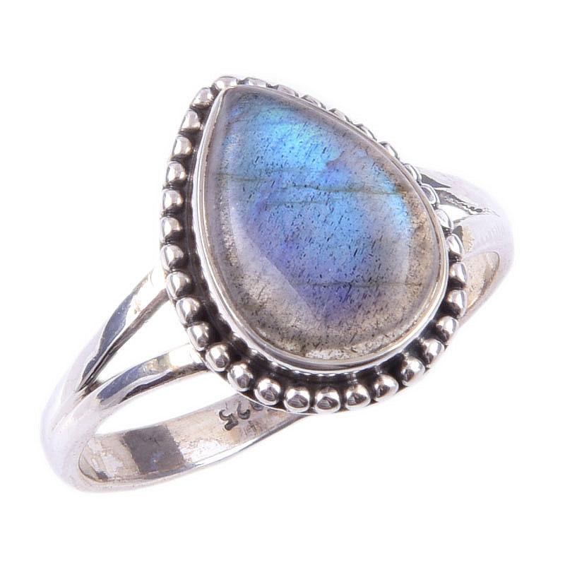 Natural Labradorite Gemstone Handmade 925 Solid Sterling Silver Ring Size 9 W1w88
