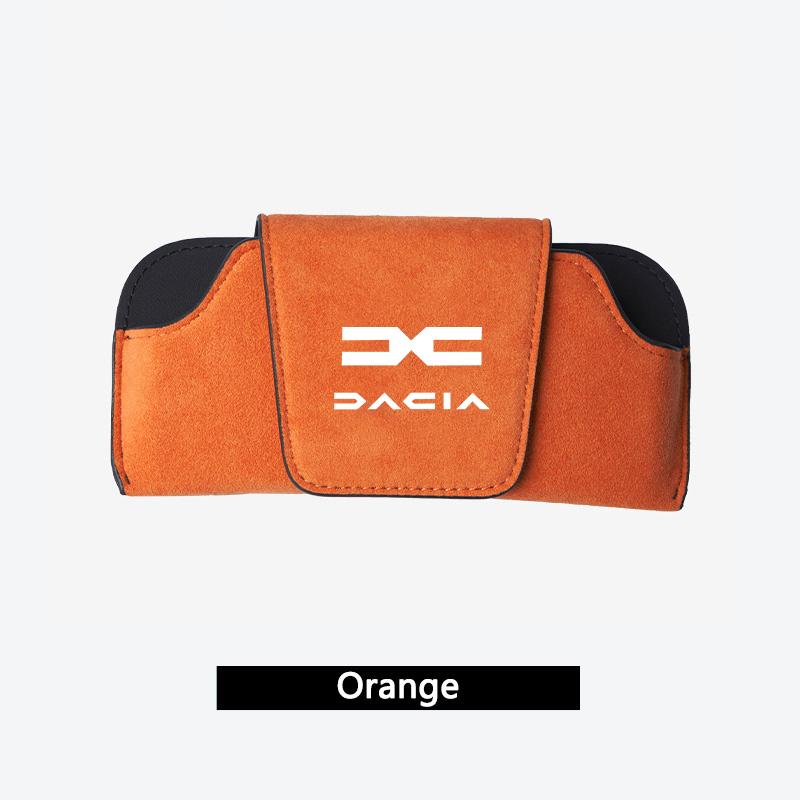 

Suede Leather Car Glasses Case Sun Visor Sunglasses Storage Box For Dacia Logan Sandero Duster Lodgy Spring Jogger MCV Accessory помаранчевий