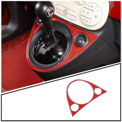 Red Real Carbon Fiber Gear Shift Panel Cover Trim Fits For Fiat 500 2011-