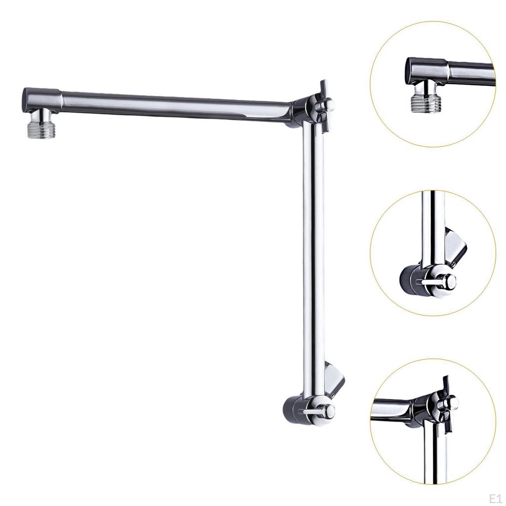 18'' Bath Shower Extension Arm, Head Extender, Upgrade Accessory Adjust Height/Angle Easy Assemble