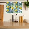 Strofinaccio da Cucina Limone Blu - Girasole ad Acquerello e Strofinaccio per Piatti in Porcellana Blu per Arredo Casa e Bagno