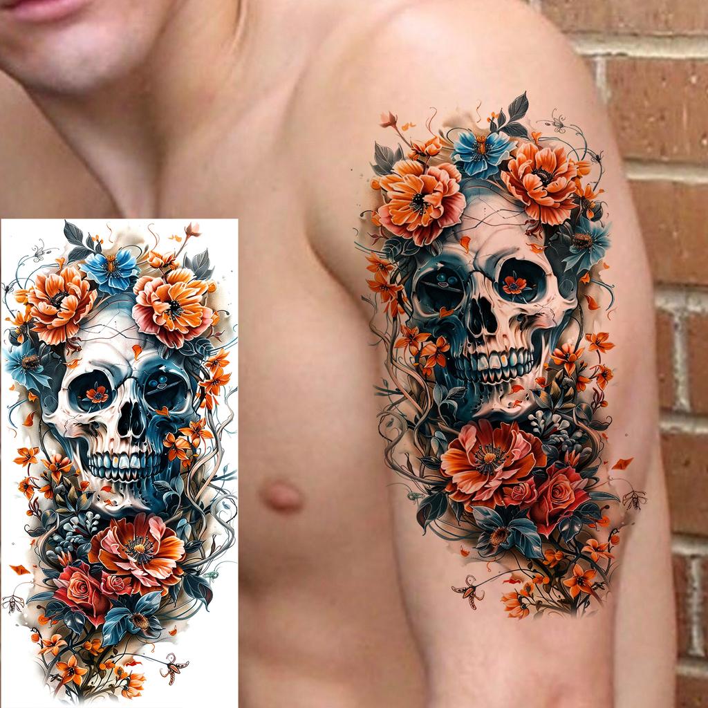 1 Sheet Watercolor Wolf Lion Pirate Ship Tiger Eagle Temporary Tattoos For Men Adults Water Transfer Fake Temp Tattoo Body Art