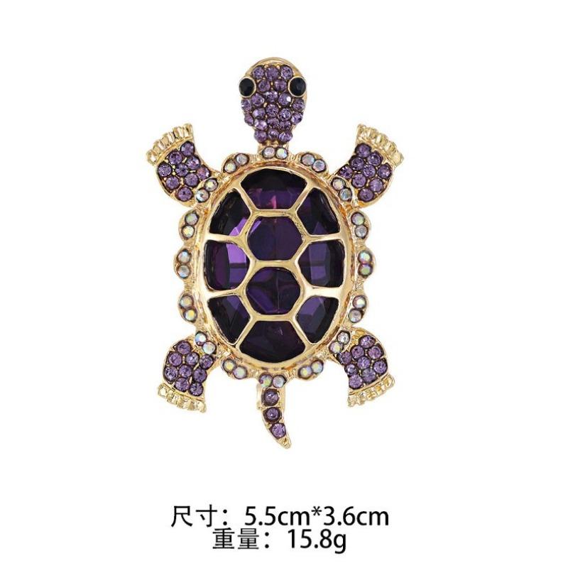 Elegancka Broszka Żółw z Cyrkoniami - Retro Uroczy Kształt Zwierzęcia, Unisex Akcesorium Biżuteryjne, Idealny Prezent Świąteczny