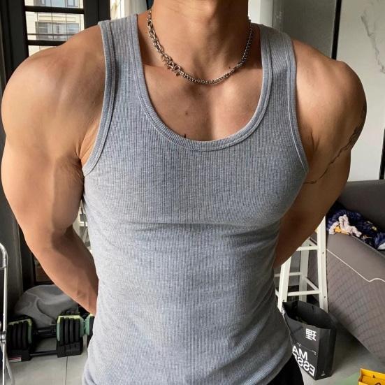Herrevest Ensfarvet Rund Hals Ærmeløs Fitness Tanktoppe Åndbar Afslappet Streetwear Sommer Fritidstøj til Sport Rejser Shopping Daglig Brug