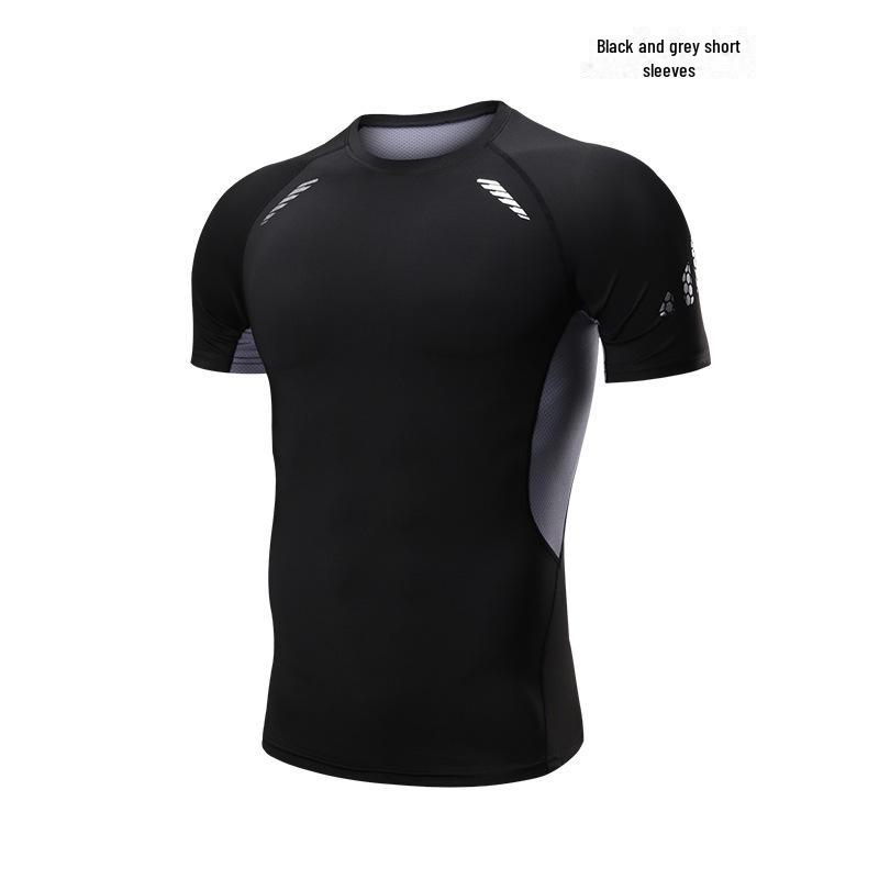 Men's Quick-Dry Short-Sleeve Sports T-Shirt - Breathable, Elastic, Ideal for Summer Training and Running
