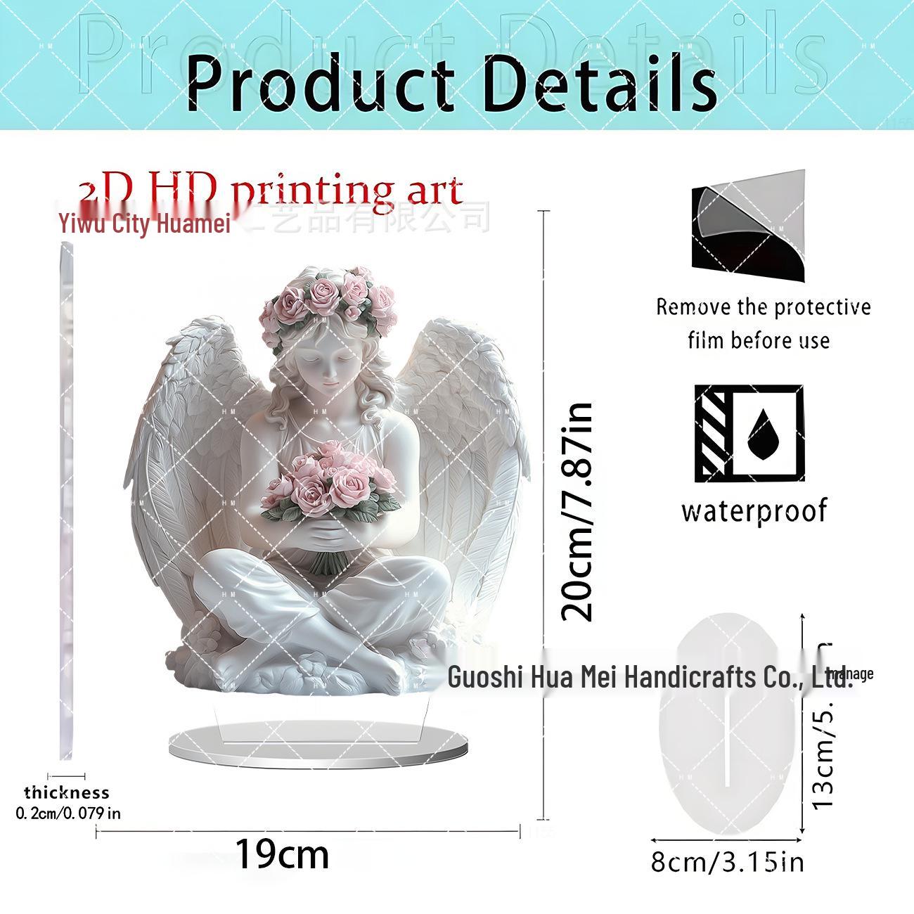 Angel Girl 2D Acrylic Desktop Ornament - Valentine s Day Creative Home Decoration
