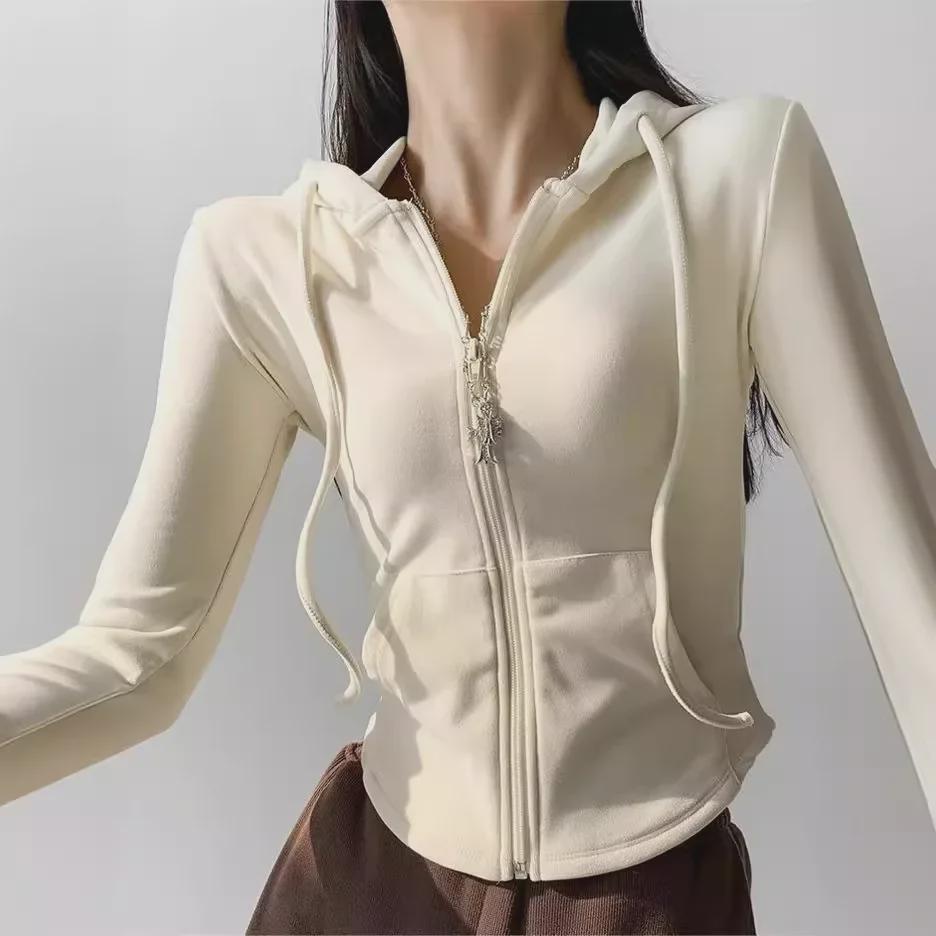 Maillard Women's Slim Hooded Jacket - Long-Sleeved Trendy Outerwear for Autumn and Winter
