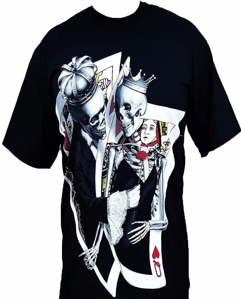 Футболка с изображением Короля и Королевы Карты День Мертвых Dia De Los Muertos Футболка Средний-3XL Унисекс Футболка L