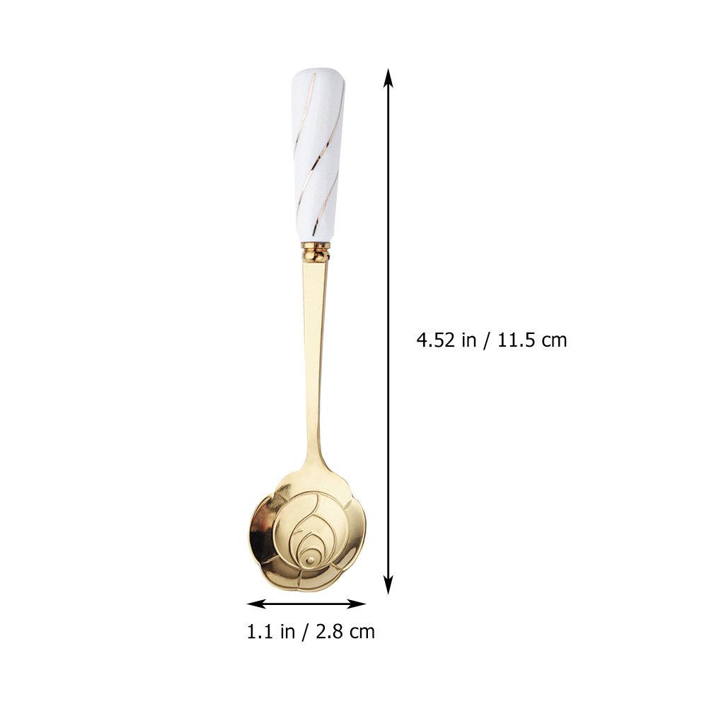 

4Pcs Flower Shape Ceramic Handle Spoon Fresh Beautiful Elegant Coffee Scoop for Dessert Ice Cream Sugar Multipurpose Kitchen