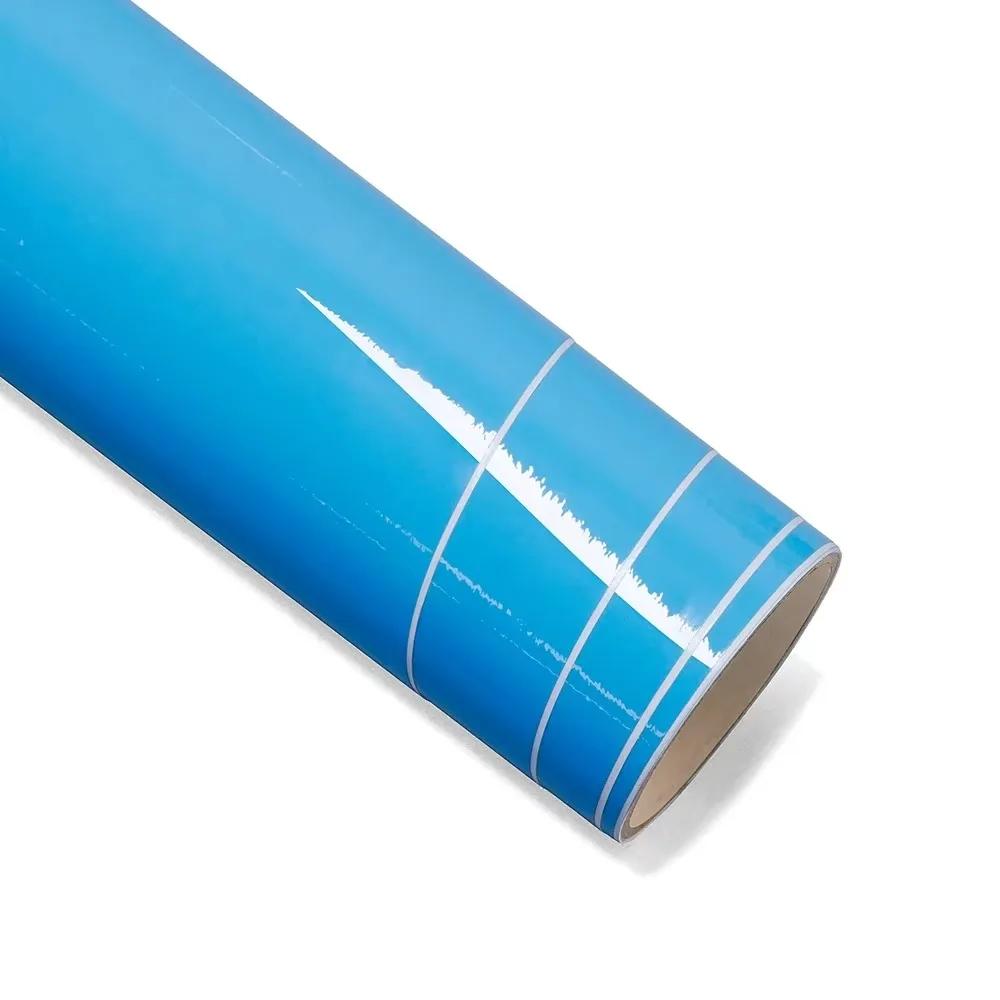 

Car Bright Glossy Blue Vinyl Film Cover Auto Car Wraps Sticker Truck Bonnet Motorcycle Decal Vehicle Waterproof Wrapping Sheet 0.1x1.52m