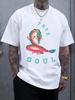 "Free Soul" Dragon Print T-shirt - Casual Crew Neck