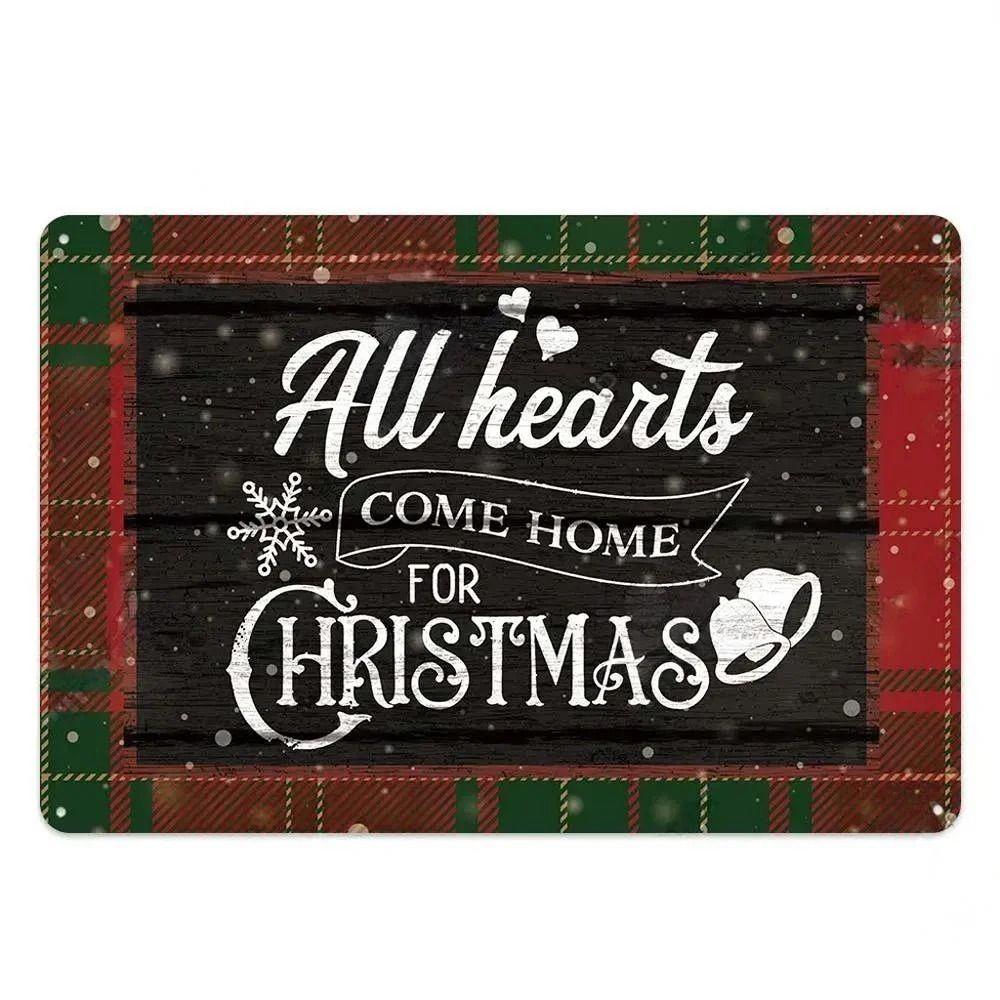 Vintage Christmas Metal Tin Sign Home Festive Wall Decor