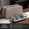 Ru kiln blue and white, one pot and two cups of kung fu tea set, small set, ceramic teapot, tea tray, one or two people drinking tea, tea maker