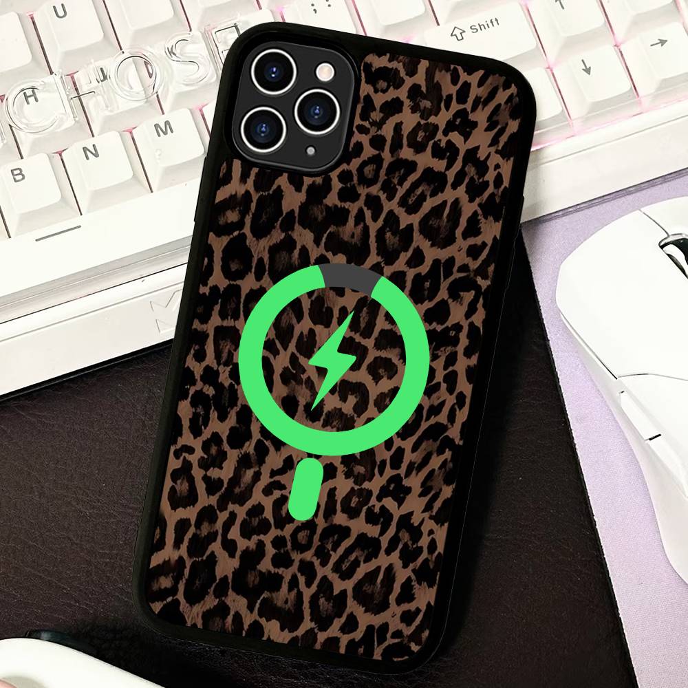 Funda para Teléfono con Estampado de Leopardo y Guepardo Para IPhone 17 16 Pro Max 15 14 Plus 11 13 12 A Prueba de Golpes Magnética Para Cubierta Magsafe