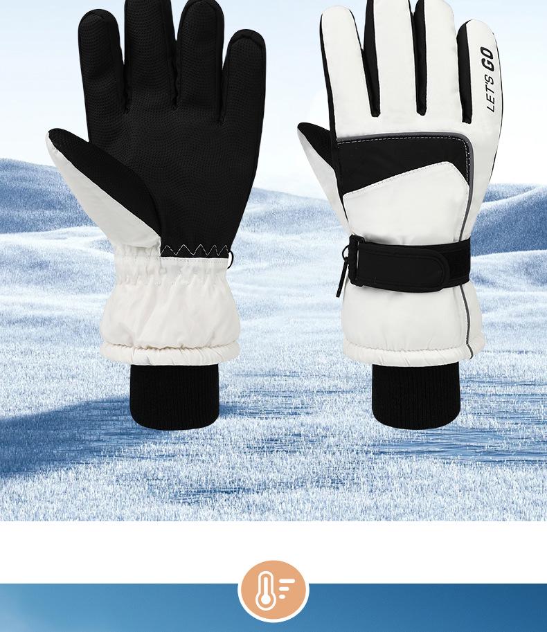 Mănuși de schi unisex cu ecran tactil, căptușite cu fleece pentru iarnă - Groase, călduroase și rezistente la frig pentru adulți și copii