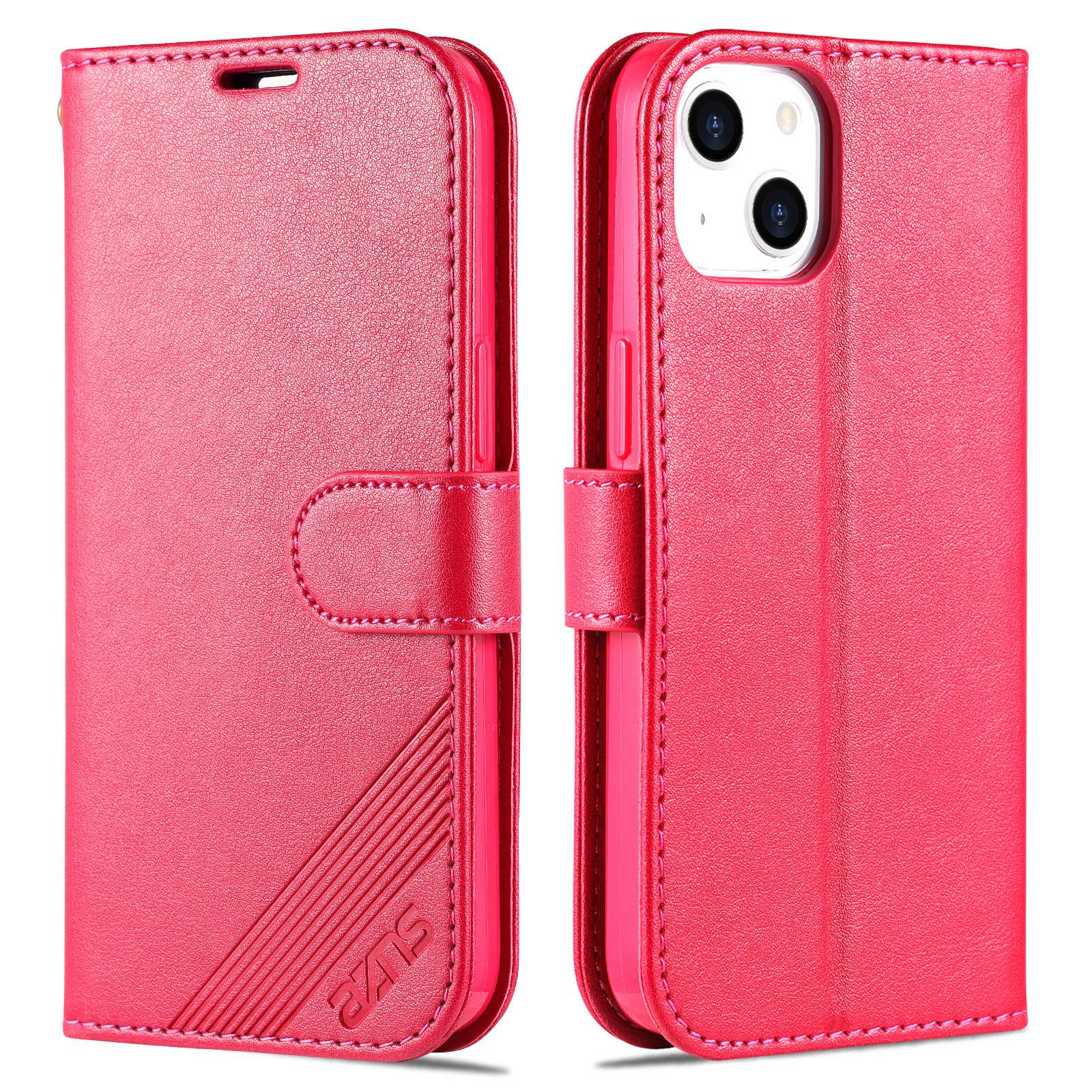 

AZNS Phone Wallet Case for iPhone 15 Plus,Stand PU Leather+TPU Phone Cover Red