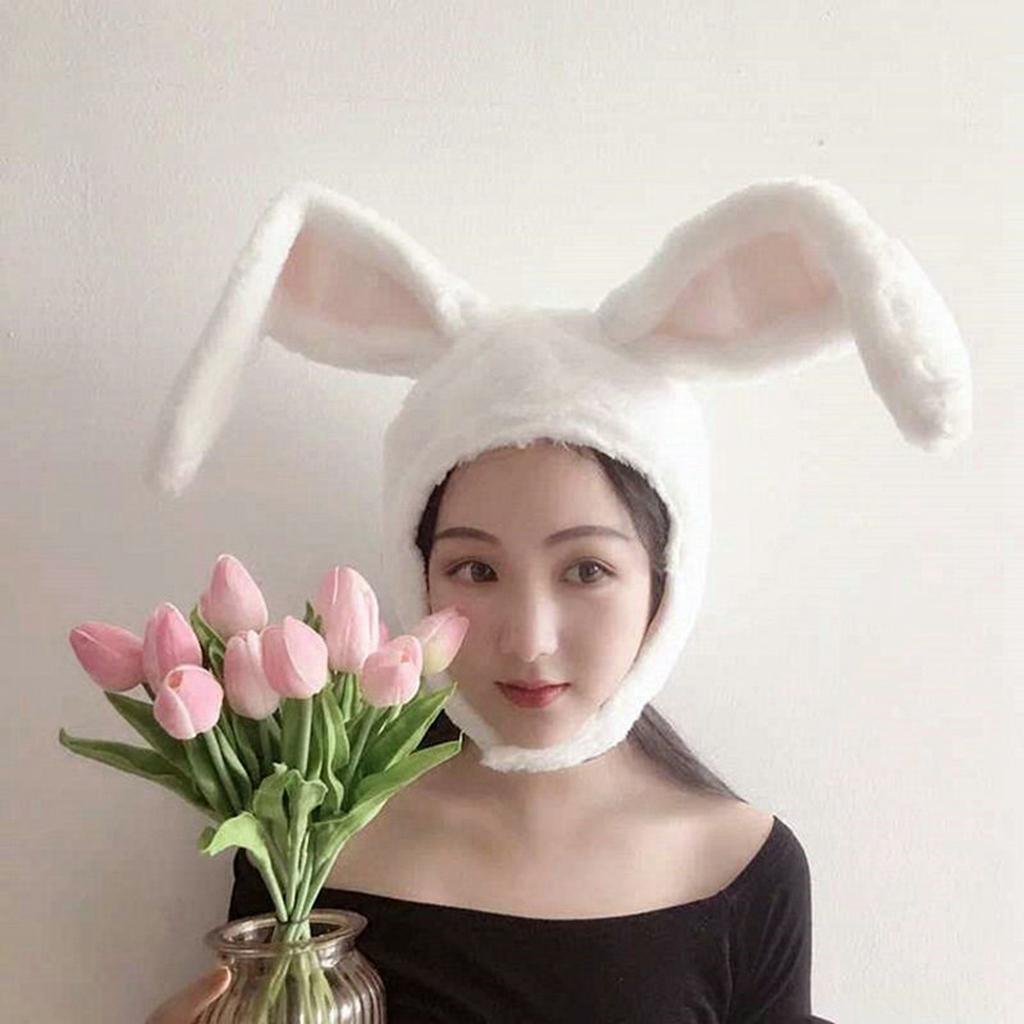 Cute Girls Hat Plush Rabbit Bunny Ears Hat Earflap Cap Kids Adults Warm Headgear Hats Party Costume Fancy Dress Headwear