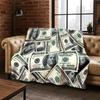 Cartoon Dollar Euro Money Rich Flannel Blanket Soft Warm Throw Blanket for Bedroom Living Room Bed Travel Camping Picnic Gift
