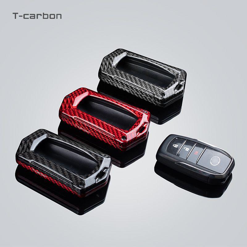T-Carbon Carbon Fiber Key Cover for Toyota Highlander, RAV4, Crown, and Camry