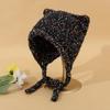 Roztomilá pletená čepice do uší pro kočky Y2K Fashion Háčkovaný chránič uší Vlněná čepice Dámská Zimní zateplená pulovrová čepice Girl Wrap Head Bonnet Beanies