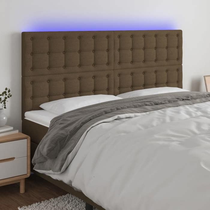 VidaXL LED Headboard Bedroom Furniture Double Bed Accessory Head of Bed Frame Interior Dark Brown 3122867
