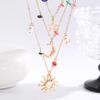 Boho Sun Star Moon Colorful Stones Necklaces for Women Men Multi Layer Stacking Pendant Necklaces Holiday Jewelry Accessories