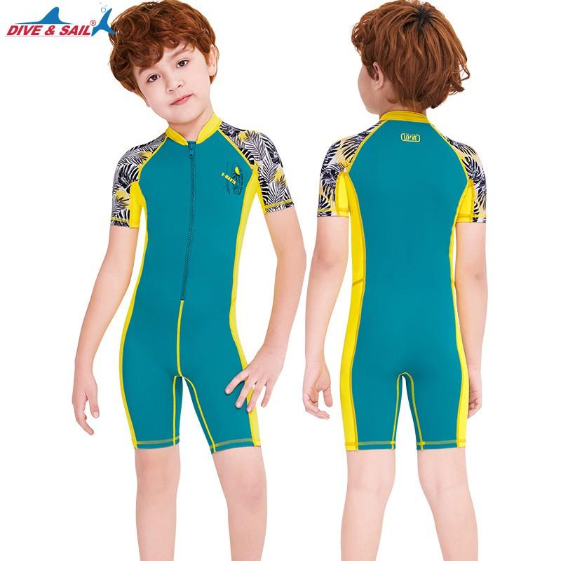 Children's Swimsuit Boys One-piece Short-sleeved Swimming Trunks Sun-proof Quick-drying Breathable Comfortable Snorkeling Surfing