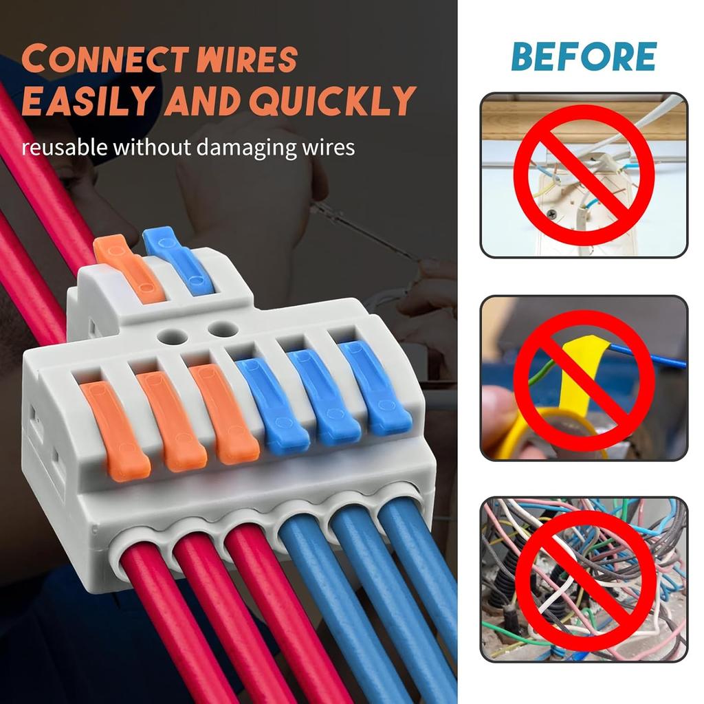 10PCS SPL2/3 Connector Wiring Terminal Quick PCT Lamp Wire Connector Parallel Wire Junction Box 2 In Multiple Out Splitter