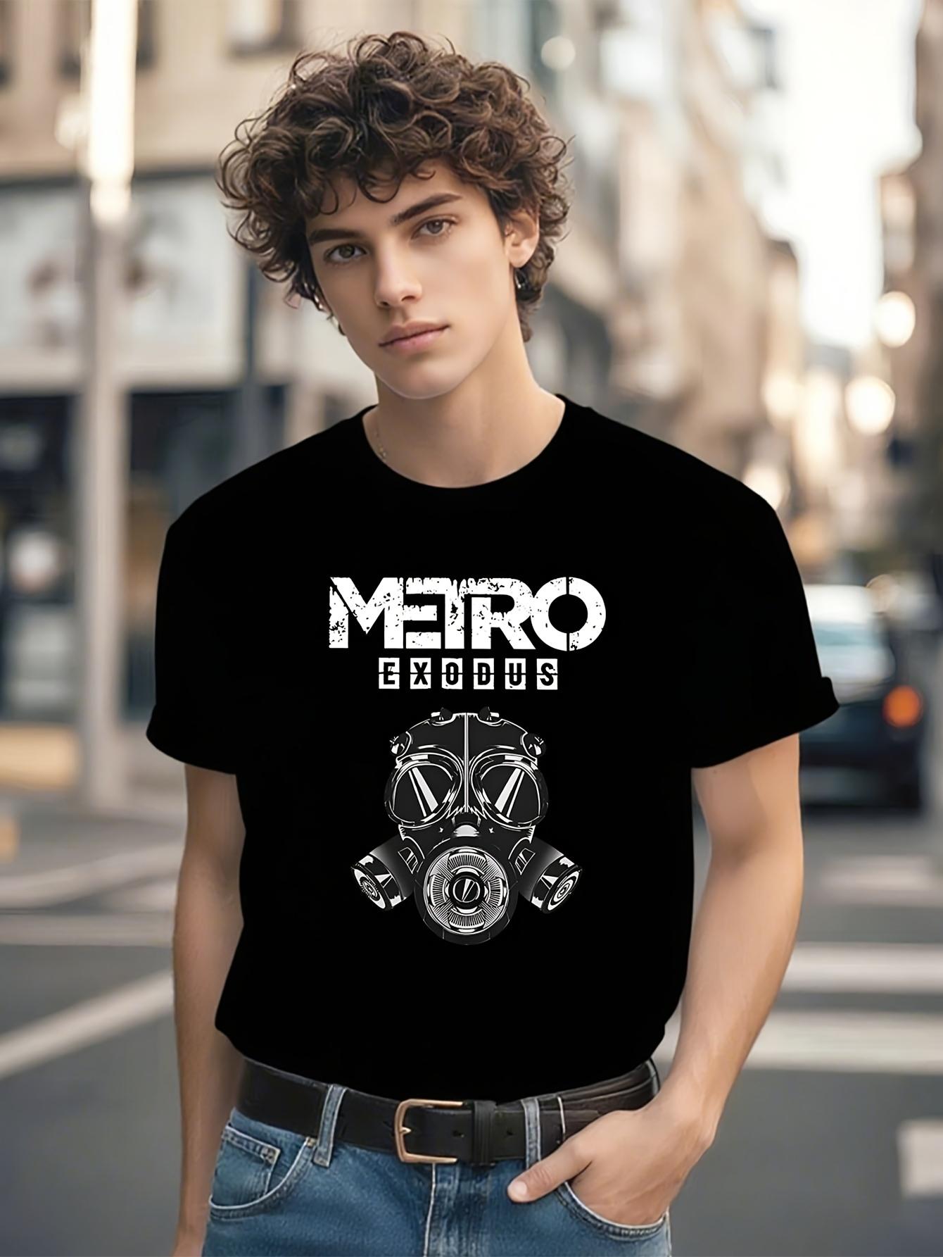 Metro Exodus Gas Mask Graphic T-shirt - 100% Cotton Casual Crew Neck Tee XXL