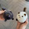 Squeezing Plush Black Cat Pendant 3D Eyes Cat Plush Keychain  Room Decoration