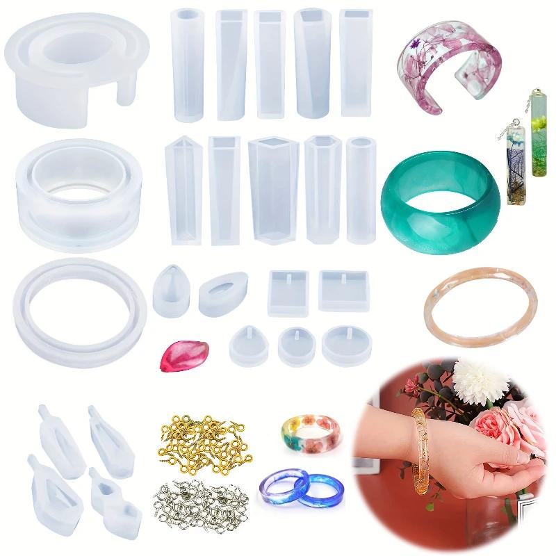 DIY Crystal Glue Tool Set with Pen Holder Ashtray Earrings Pendant Jewelry Silicone Mold Combination for Handmade Crafts