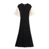 Western Style 2024 Autumn New Women Clothes Slim Fit Two-Color Knitted Single-Breasted Long Dress Fishtail Skirt