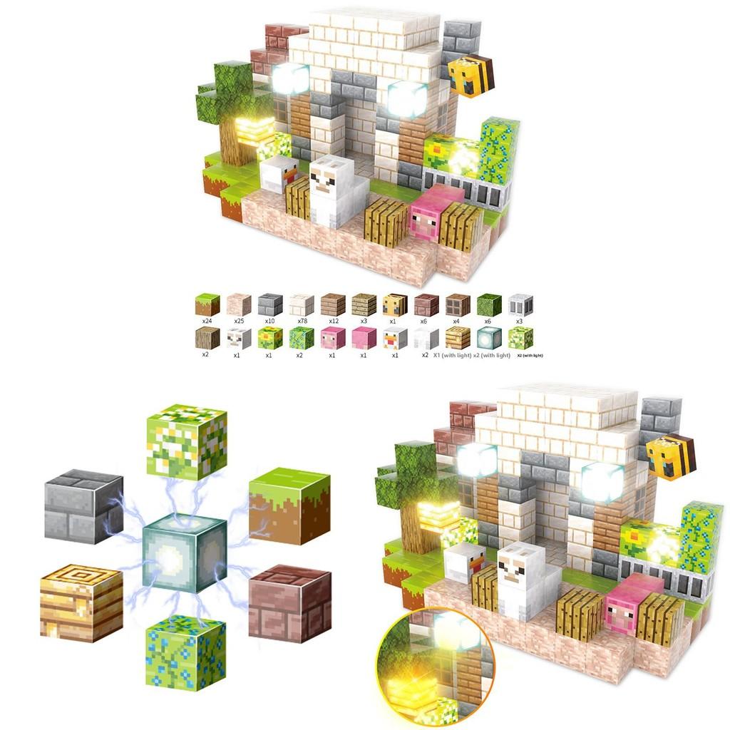 Toy Minecraft Magnetic Set With Led Lights For Kids Learning Building Gift Play