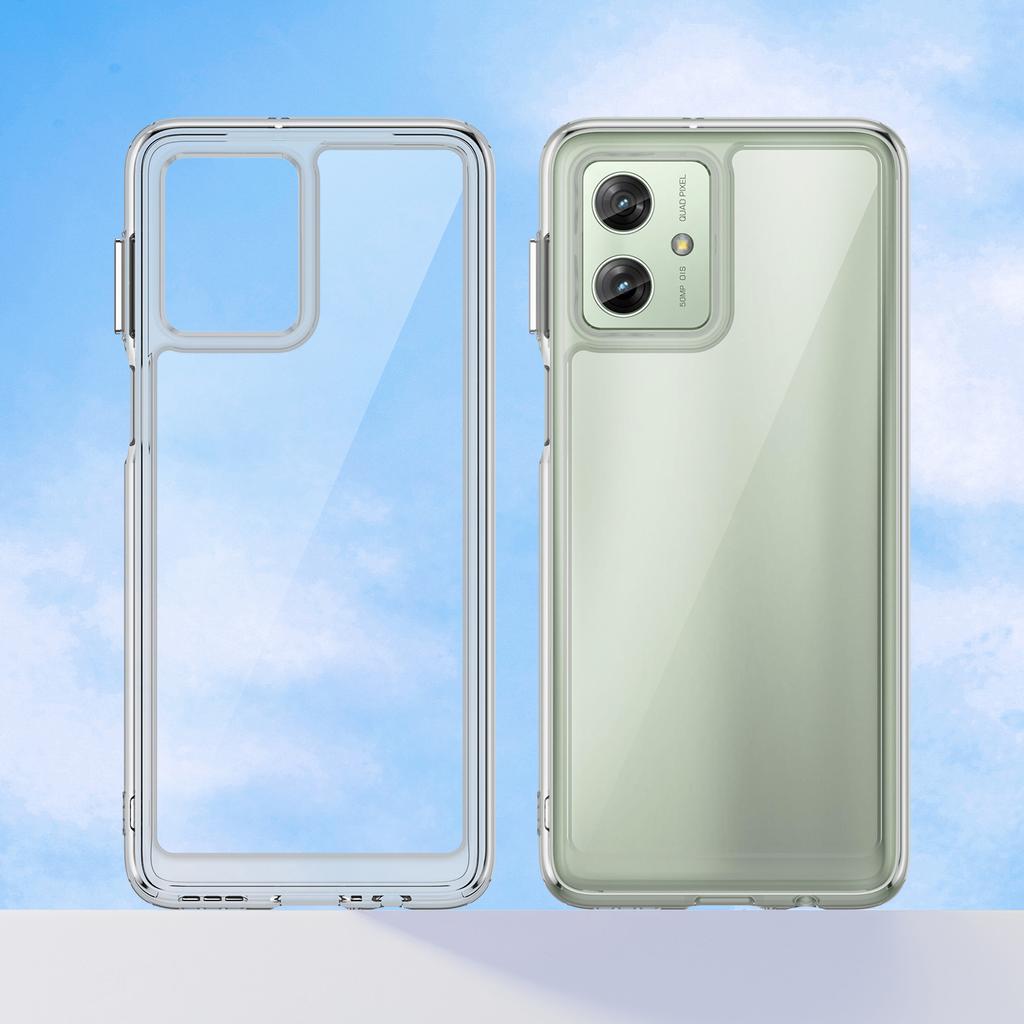 For Motorola Moto G54 5G Case Clear Phone Cover with Electroplating Buttons (Big Rear Lens Hole)