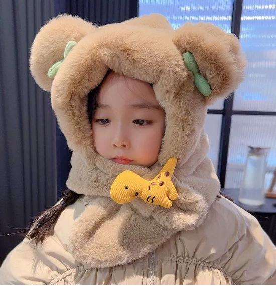 

Детская зимняя шапка и шарф на флисовой подкладке с защитой ушей