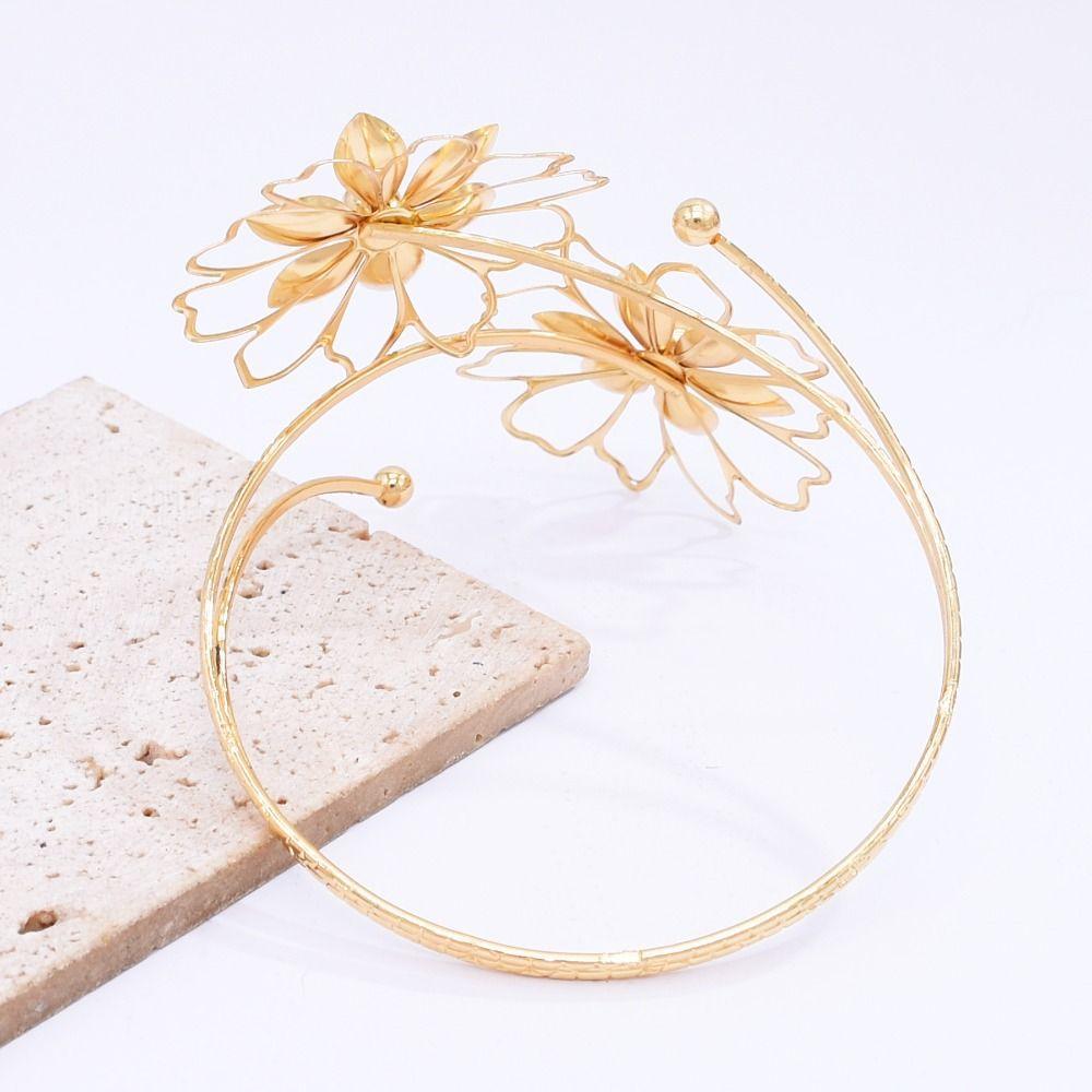 Floral Open Arm Bangle Hollow Out Arm Ring Elegant Gold Jewelry  Arm Accessories