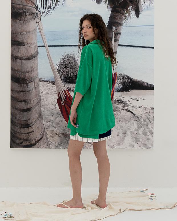 EDENIK Ezs4Pt52Gn Resort Terry Layered Shorts (Green)
