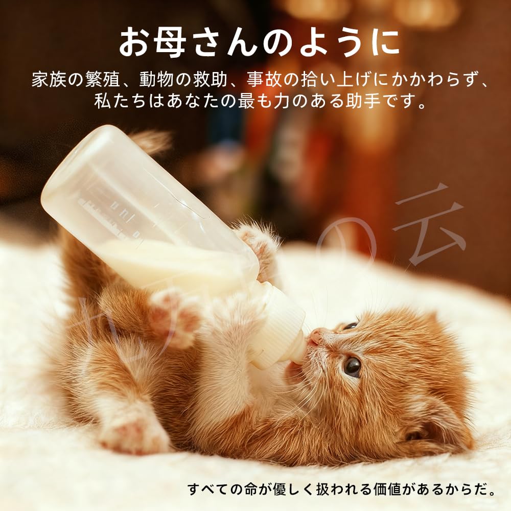 Kumanri no Yun Pet Feeding Bottle Set, 12-Piece Set, Newborn KittenPuppy Feeding Tool, Soft Silicone Nipples, Baby Bottle Syringe, with Measuring